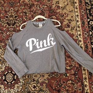 PINK Cold Shoulder Gray Sweatshirt